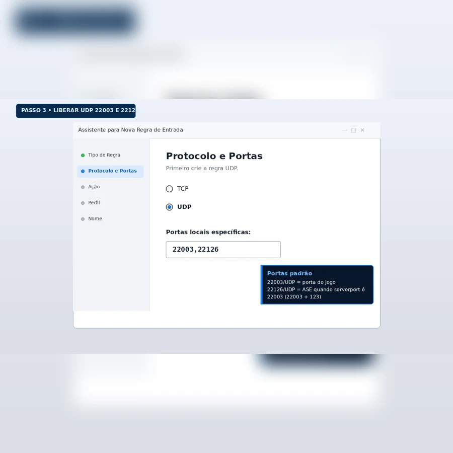 Tutorial para liberar portas do Firewall para servidor MTA SA